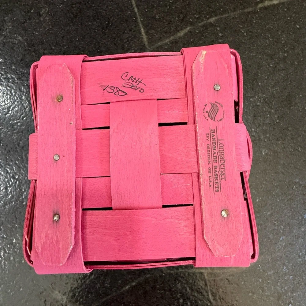 Longaberger Summer Brights 2010 Teaspoon Basket Pink w/ Plastic Liner